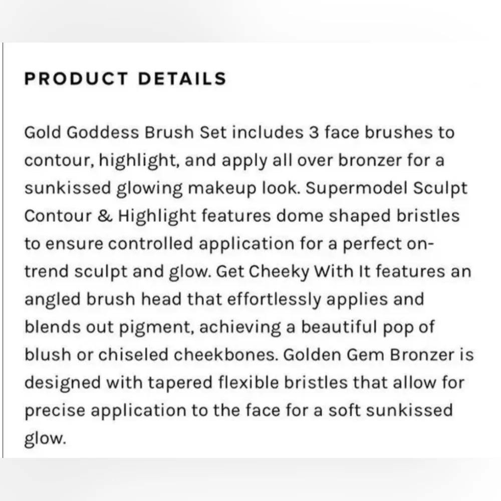 MOTD Cosmetics Gold Goddess   Trio Brush Set